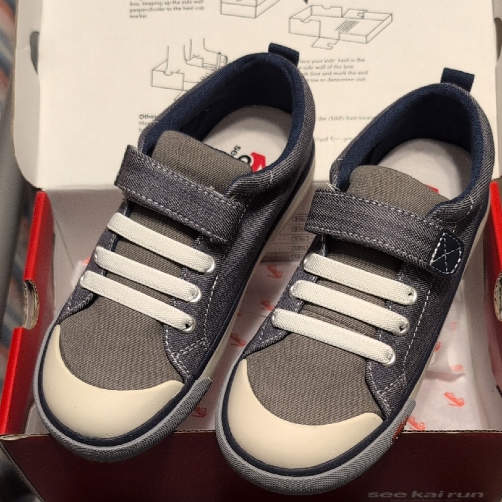 See Kai Run Navy and Gray Kids Sneakers